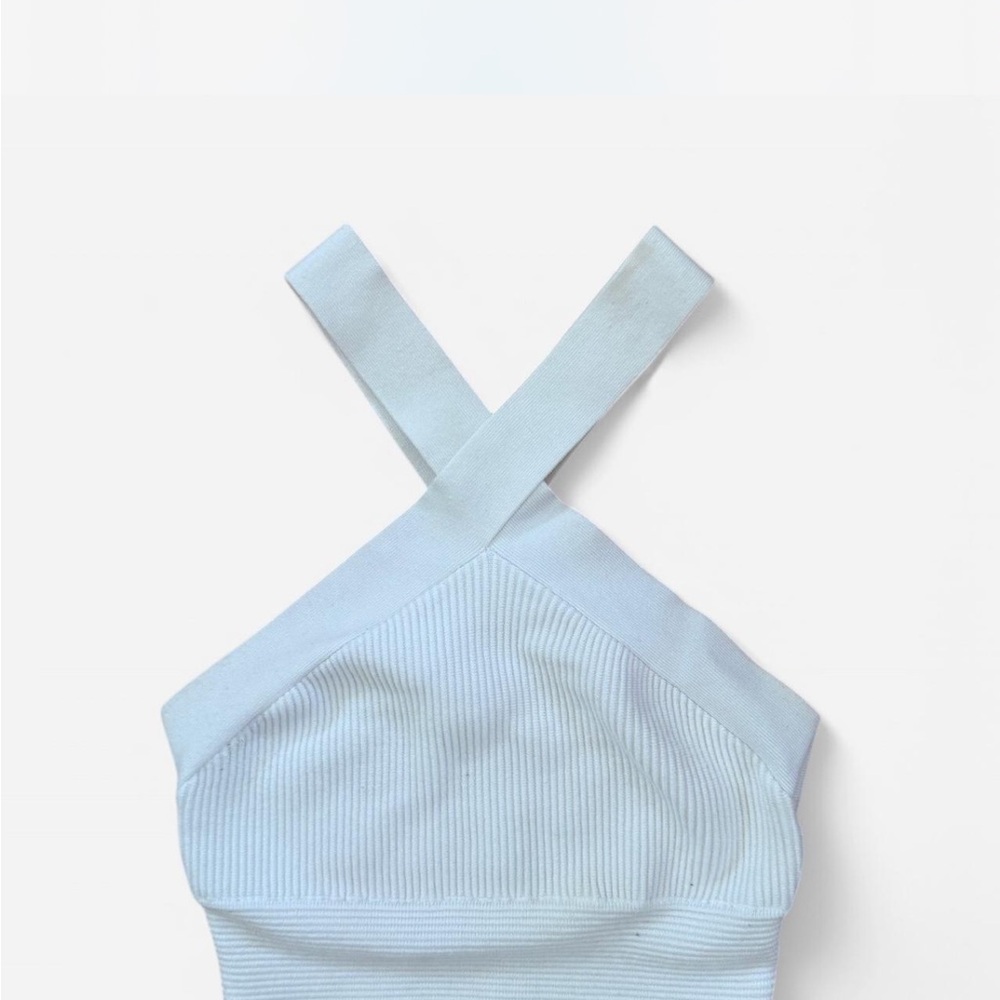 Abercrombie & Fitch White Ribbed Cross-Strap Tank Top